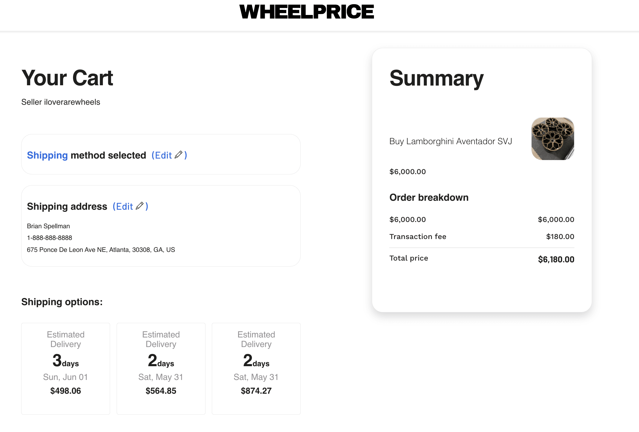Screenshot showing shipping speed selection with different pricing tiers